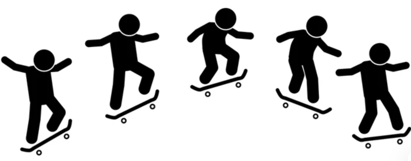 Silhouettes de mouvements skate